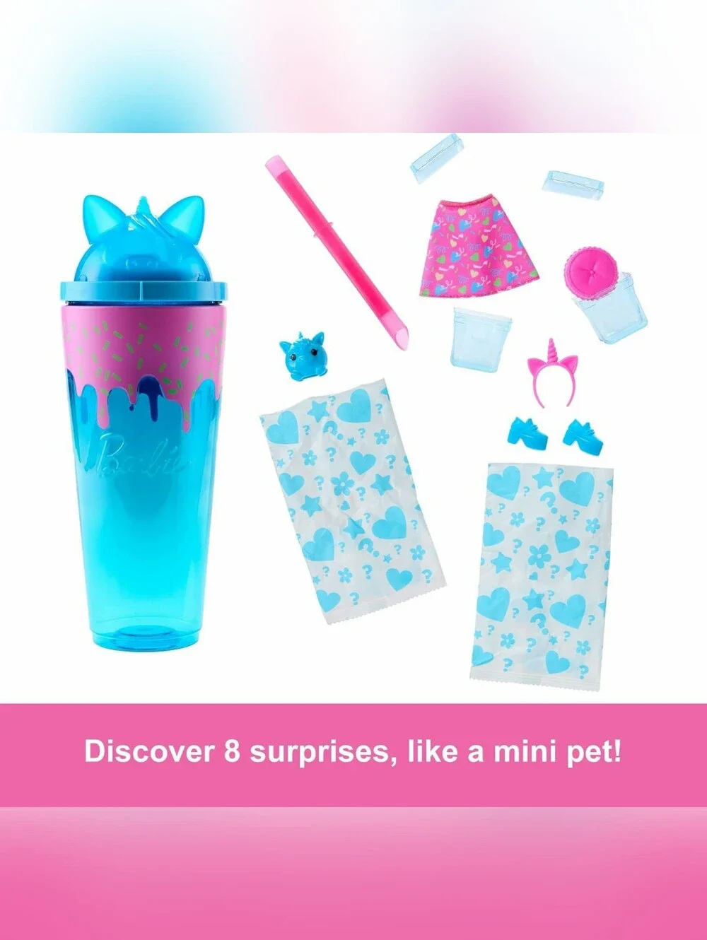 NEW Barbie Pop Reveal Doll Unicorn-Themed W Slime Color Change 8 Fun Surprises
